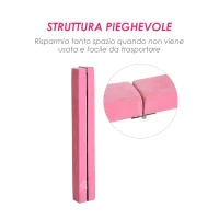 Homcom Trave da Ginnastica per Allenamento Imbottita in Legno, Rosa, 240x10x6.5cm(m-5)