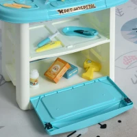 HOMCOM Set Giocattolo Dentista & Veterinario con 43 Accessori Inclusi per Bambini +3 Anni, Azzurro, 50x32x86cm(m-8)