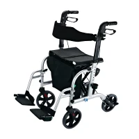 HOMCOM Set 2 in 1 Rollator Sedia a rotelle in alluminio trasporto Sedia gehhilfe regolabile in altezza pieghevole(m-3)