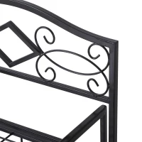 HOMCOM Portafiori Scaffale Pieghevole con 3 Ripiani per Balcone Giardino in Ferro Verniciato, Nero, 48 x28 x 101.5 cm(m-6)