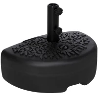 Outsunny Base de Parede para Chapéu de Sol Suporte Semicircular para Chapéu de Sol Preenchido com Areia 21kg ou Água 18kg para Jardim Pátio Terraço Exterior 50x31x18cm Preto(m-10)