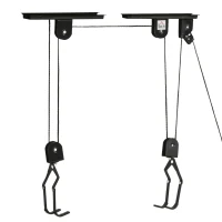 HOMCOM Supporto per Bici a Soffitto, Appendi Bicicletta a Parete con Puleggia e Ganci in Acciaio, Max. 20kg, Nero(m-4)
