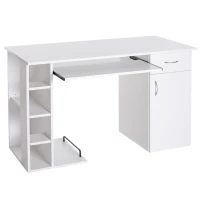 HomCom Scrivania da Ufficio Porta PC con Ripiano Tastiera, Bianco, 74x120x60cm(m-1)
