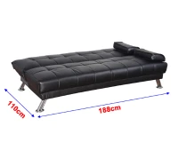 HOMCOM - Divano letto 2 in 1 ribaltabile pieghevole in pelle sintetica nero(m-5)