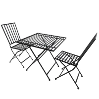 Outsunny Set Mobili da Giardino 1 Tavolo e 2 Sedie Pieghevole in Mettallo 70 x 70 x 70 cm Nero(m-1)