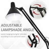 HOMCOM Lampada da Terra con Paralume e Altezza Regolabile, Interruttore a Pedale, in Metallo, Nero, 63x31.5x91-182cm(m-8)