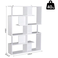 Open Box Homcom Mobile a Scaffali Libreria 5 Livelli in Legno, Bianco, 120x28.6x160cm(m-3)