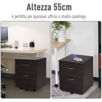 Vinsetto Cassettiera con 2 cassetti per Documenti A4 con Chiusura di Sicurezza Nero(m-7)