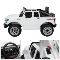 HOMCOM Macchinina Elettrica Modello Jeep per Bambini: 3-8 Anni Cintura di Sicurezza, Luci e Musica Certificati CE, EN71-1-2-3, EMC, EN62115 Bianco(m-7)