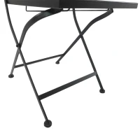 Outsunny Set Mobili da Giardino 1 Tavolo e 2 Sedie Pieghevole in Mettallo 70 x 70 x 70 cm Nero(m-6)