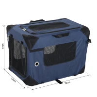 PawHut Trasportino per Cani e Gatti Pieghevole Morbido per Auto 70 × 52 × 52cm Blu(m-3)