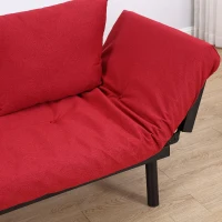 HOMCOM Divano 2 Posti Multifunzionale Funzione Chaise Lounge, Letto 3 in 1 i Tessuto di Lino 166 × 70 × 80cm Rosso(m-8)