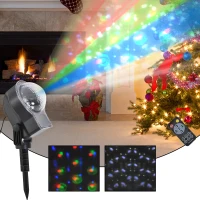 HOMCOM Proiettore LED Luci a LED a 4 Colori: Rosso, Verde, Blu e Bianco in Qualsiasi Combinazione Livello Impermeabilità IP44 ABS Nero 2W Lunghezza Cavo:3m 15.2×17.5×41.5cm(m-11)