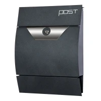HOMCOM Cassetta Postale con Scomparto per Giornali, 2 Chiavi, Montaggio a Muro, in Acciaio, Grigio, 35x9.5x44.5cm(m-1)