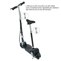 HOMCOM Monopattino Scooter Elettrico per Bambini con Sedile Pieghevole e Velocità Regolabile Max 12KM/H, 81.5 x 37 x 96cm, Nero(m-4)
