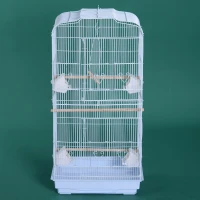 PawHut Gabbia per Uccelli con Trespoli, Altalena e Ciotole, Voliera da Giardino in Metallo e Plastica, 47.5x36x91cm, Bianco(m-10)