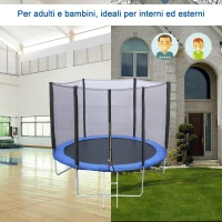 Homcom Trampolino Elastico con Rete Sicurezza e Pali Imbottiti per Adulti e Bambini Φ244 x 205 cm(m-7)