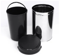 HomCom Cestino dei rifiuti rotondo in acciaio inox con sensore 30L(m-5)