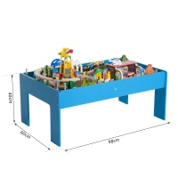 HOMCOM Set di Tavolo con Ferrovia per Trenino in Legno, con Certificati EN71123(m-3)