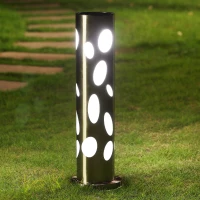 Outsunny Lampada da Terra Giardino Esterno LED a Energia Solare Design Moderno Acciaio Φ19.7 × 63cm(m-2)