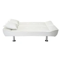 HOMCOM Elegante Divano Letto in Ecopelle con 2 Cuscini 178 x 86 x 80cm Bianco(m-7)