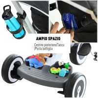 Homcom Triciclo Passeggino per Bambini con Maniglione e Tettuccio, Grigio Scuro(m-7)