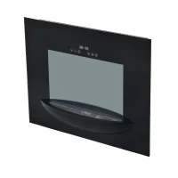 HOMCOM Camino Elettrico a Parete Potenza 900W /1800W con Timer in Ferro e Vetro Temperato 66 × 52 × 15.5cm Nero(m-7)