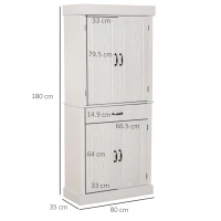 HOMCOM Credenza Cucina con 2 Armadietti e Cassetto, Mobile Dispensa Stile Coloniale in Legno, 80x35x180cm Avorio(m-3)