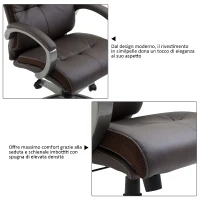 HOMCOM Poltrona Sedia Direzionale da Ufficio Regolabile e Girevole in Similpelle 62 × 78 × 103.5-111cm Marrone(m-8)
