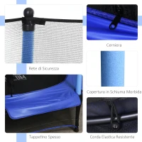 Homcom Trampolino Elastico con Rete di Sicurezza, Nero e Blu, Φ 140 x 158 cm(m-5)