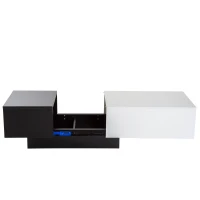 Homcom Tavolino da Soggiorno Estendibile Bianco e Nero, 51x140x116-160cm(m-4)