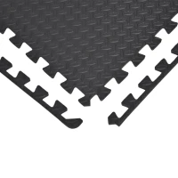 HOMCOM Tapete Puzzle de Ginástica 60x60x1,2cm Tapete Protetor de Chão de Borracha EVA de 2,16m² para Fitness Academia Pilates Preto(m-5)