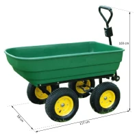 Outsunny Carretto Ribaltabile Rimorchio a Mano Struttura Acciaio Port. 250Kg(m-3)