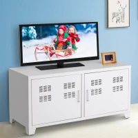 HOMCOM Mobile Porta TV Moderno da Soggiorno Salotto Camera in Metallo con 2 Ante Bianco 100.5x40.5x48.5cm(m-2)