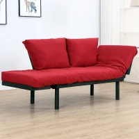 HOMCOM Divano 2 Posti Multifunzionale Funzione Chaise Lounge, Letto 3 in 1 i Tessuto di Lino 166 × 70 × 80cm Rosso(m-4)