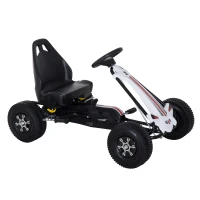Homcom Go-Kart a Pedali per Bambini, Nero e Bianco(m-1)