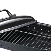 Outsunny Barbecue a Carbonella da Tavolo in Ferro Porcellana con Coperchio Nero(m-6)
