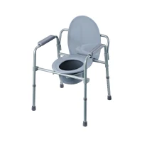 HomCom Sedia WC Comoda Altezza Regolabile in Tubi di Ferro, Grigio, 53.3x56.5x60-74.5cm(m-1)