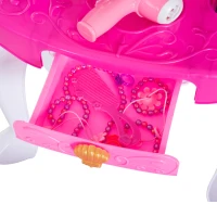 HOMCOM Tavolo da Trucco con Sgabello Specchiera per Bambina con Luci e Musica 43.5x31.5x72.5cm Rosa(m-10)