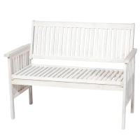 Outsunny Panchina da Giardino 2 Persone a Doghe per Esterno Legno di Acacia 117 x 63 x 90 cm Bianco(m-1)