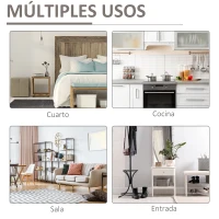 HOMCOM Aparador de Cocina Armario de Almacenaje con 2 Puertas de Vidrio Dispositivo Antivuelco Comedor Entrada Buffet 80x36,5x76 cm Blanco(m-5)