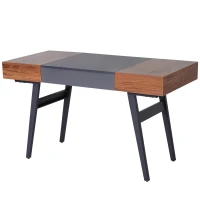 HOMCOM Scrivania Allungabile Tavolo in Legno e Acciaio Design Moderno con Scompartimenti Nascosti 60x76x130-190cm(m-1)