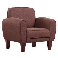 HOMCOM Poltrona Elegante Classica Spugna di Elevata Densità Tessuto di Lino Legno Massello Marrone Spessore del Cuscino per Seduta:16.5cm 84x65x82,4cm(m-5)