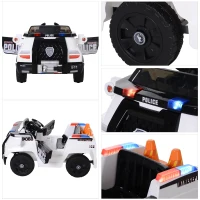 HOMCOM Macchina Elettrica della Polizia Giocattolo per Bambini con Cintura di Sicurezza e anche Telecomando Realistica e con Musica L106.5*W66*H52.6cm(m-5)