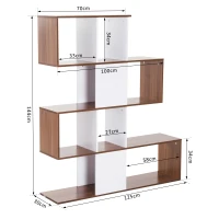 HOMCOM Libreria in Pannelli di Particelle Mobili Ufficio Scaffale 144x30x124.5cm Bianco e Noce(m-2)