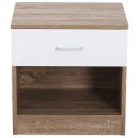HOMCOM Comodino in Rovere con Cassetto Bianco per Camera da Letto 45L x 35P x 46.5A cm Rovere, Bianco lucido(m-3)