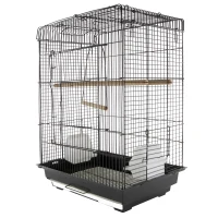 PawHut Jaula para Pájaro Espaciosa Jaula de Aves con Techo Abierto con 4 Soportes 2 Comederos para Interior o Exterior 41.5x29.5x56.5cm(m-1)