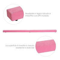Homcom Trave da Ginnastica per Allenamento Imbottita in Legno, Rosa, 240x10x6.5cm(m-6)