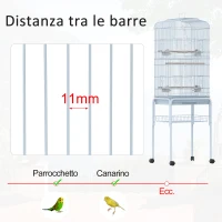 PawHut Voliera per Uccellini con Ruote Alta 153cm in Metallo Trespoli e Altalena(m-6)