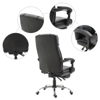HOMCOM Sedia da Ufficio Ergonomica Girevole Poltrona Presidenziale Reclinabile con Poggiapiedi Estraibile 64.5×66.5×114-124cm Nero(m-9)
